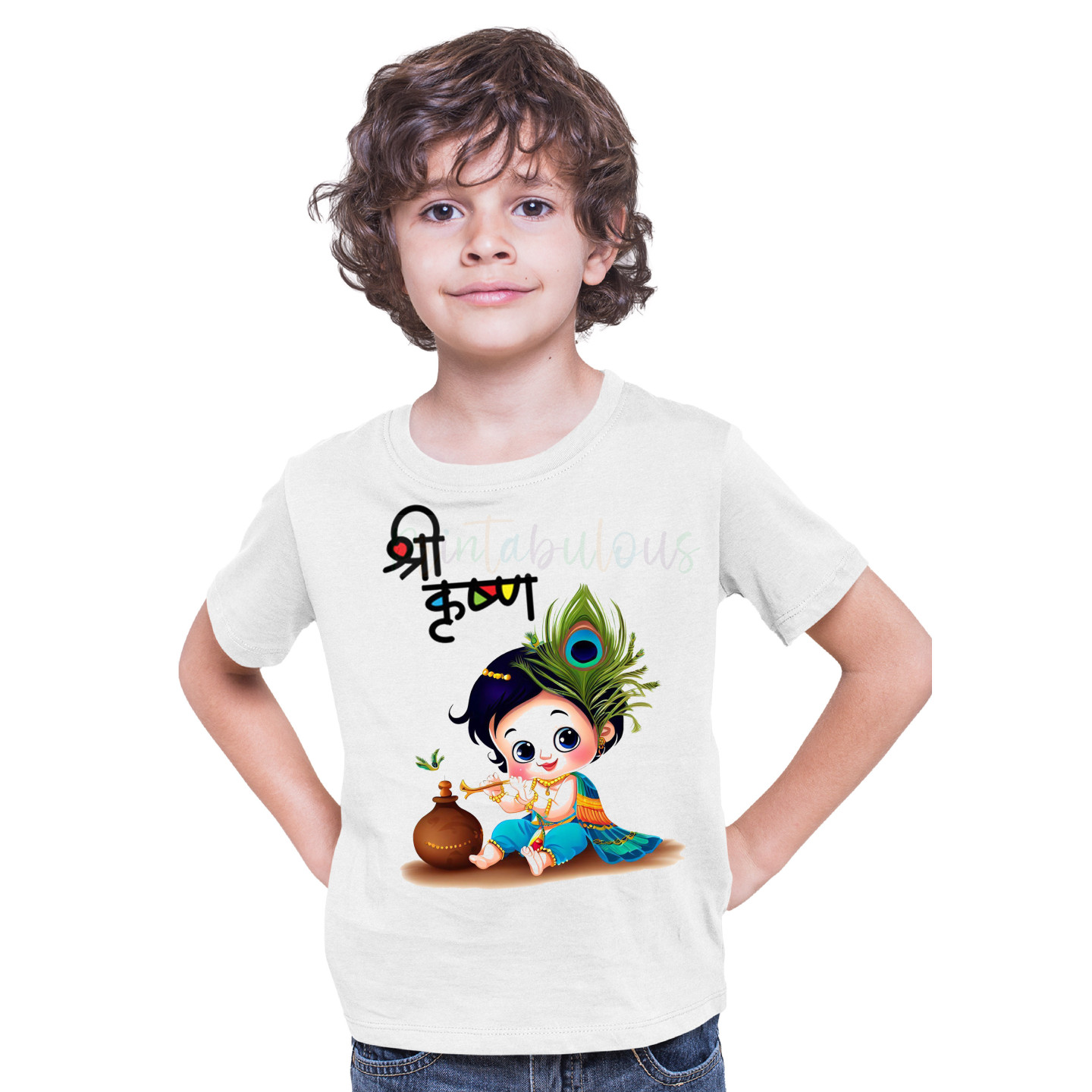Shri Hare Krishna Janamashtmi Tshirts for Kids D 11