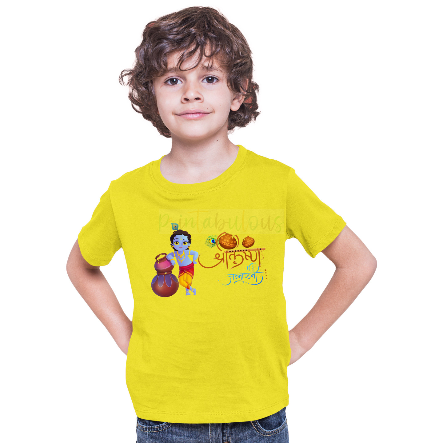Shri Hare Krishna Janamashtmi Tshirts for Kids D 15
