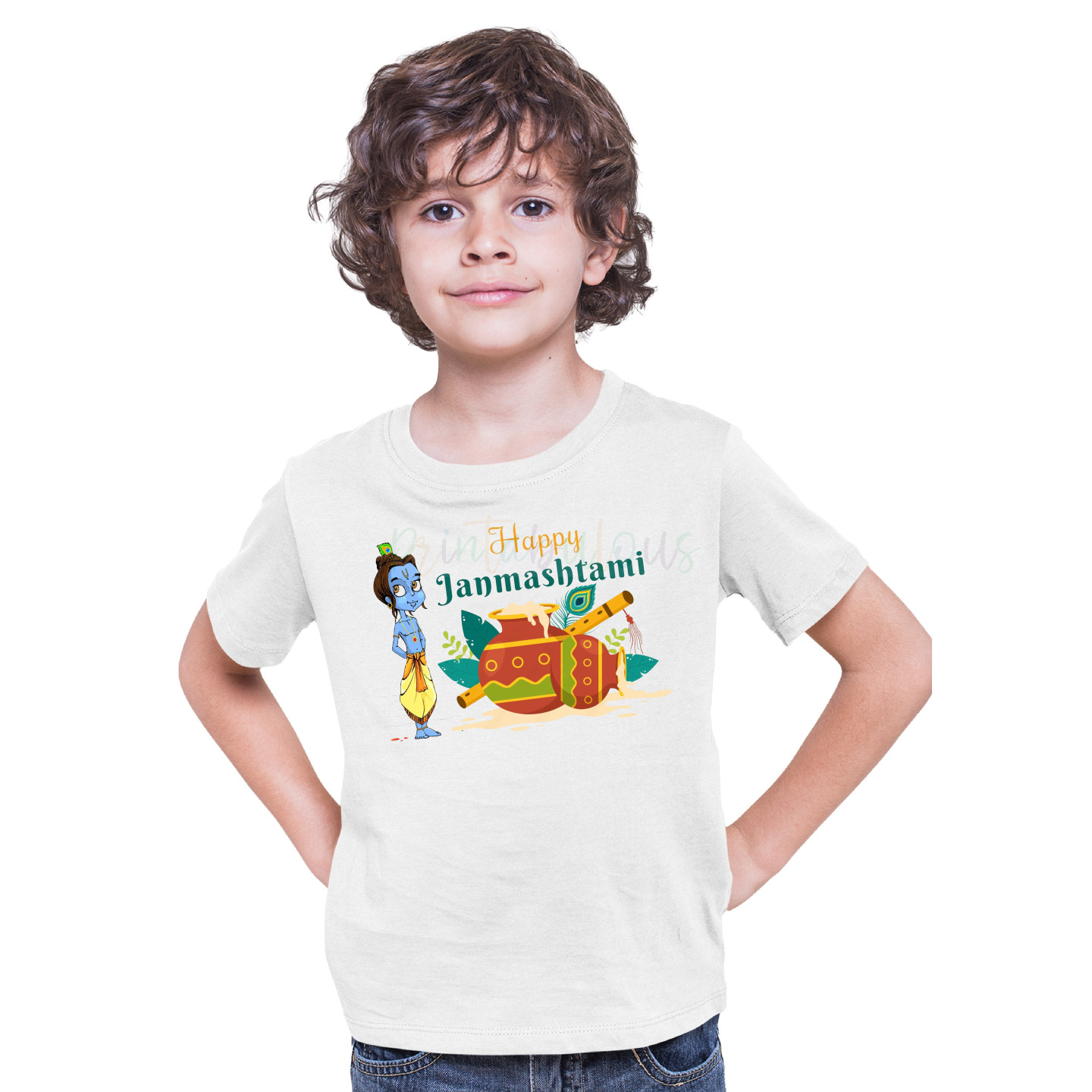 Shri Hare Krishna Janamashtmi Tshirts for Kids D16