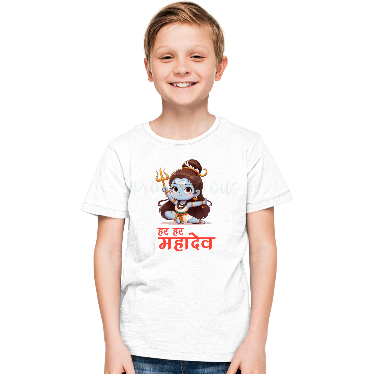 Mahakal Print Unisex Half Sleeves T-Shirt Kids Design 4