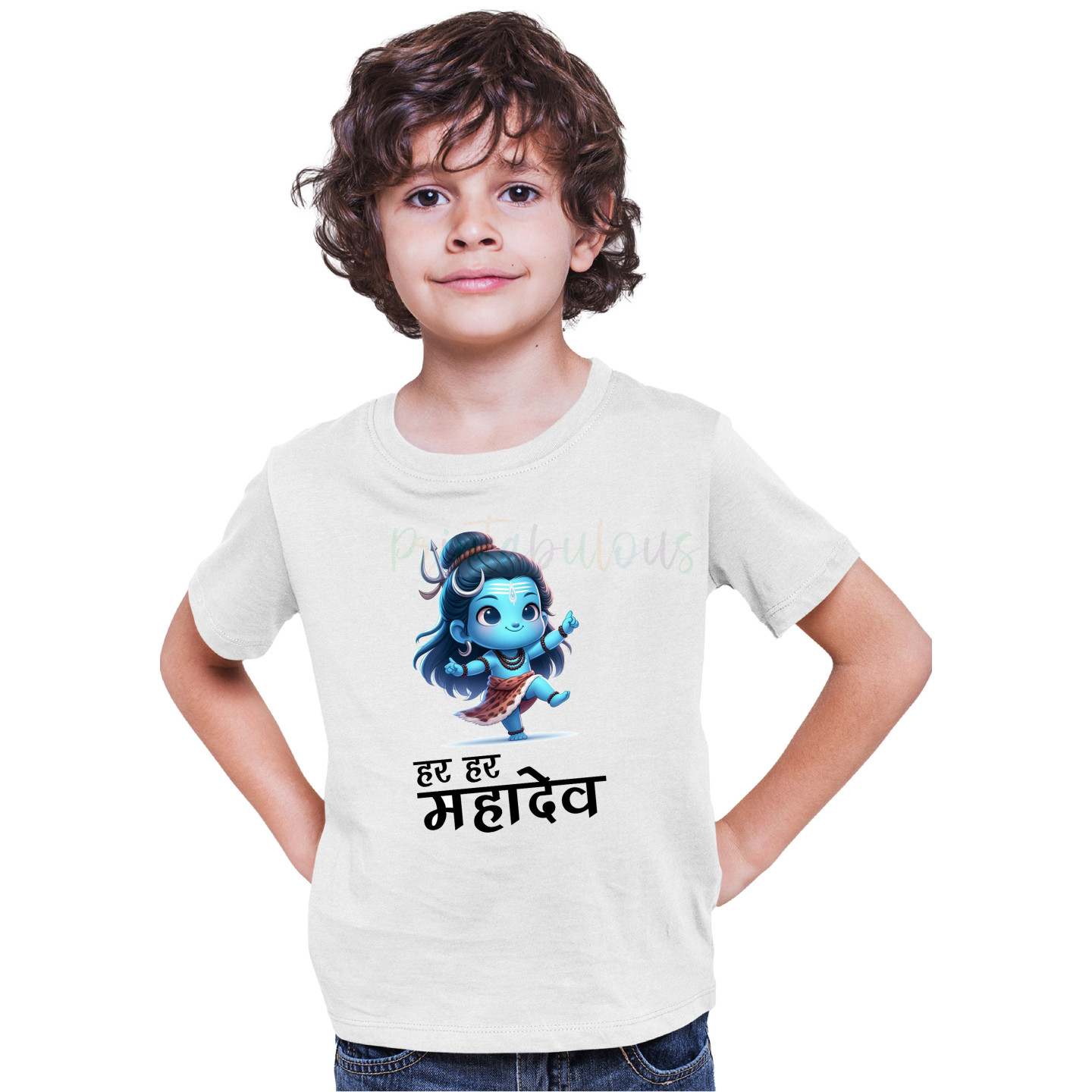 Mahakal Print Unisex Half Sleeves T-Shirt Kids Design 5