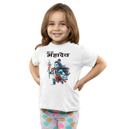 Mahakal Print Unisex Half Sleeves T-Shirt Kids Design 10