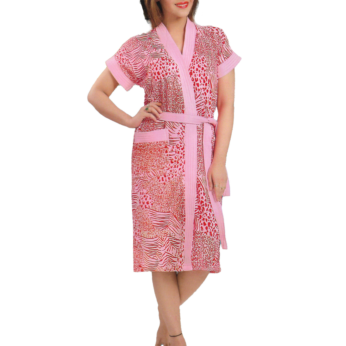 Colorful Printed Terry Towel Bathrobe for Women One Size