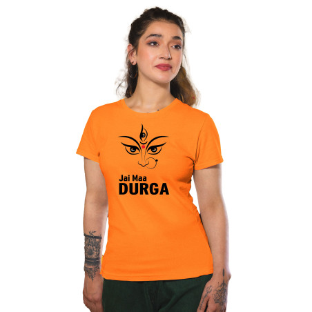 Durga Maa Celebration Dry-Fit T-Shirt Orange Design 6