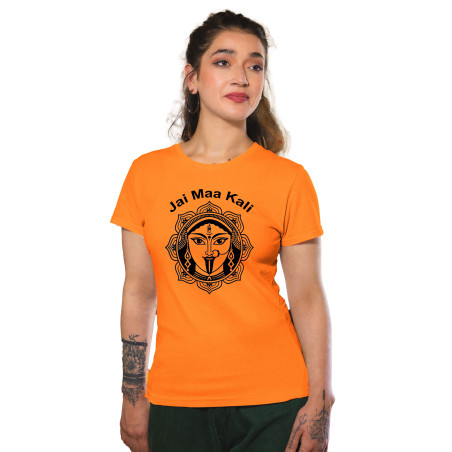Durga Maa Celebration Dry-Fit T-Shirt Orange Design 7