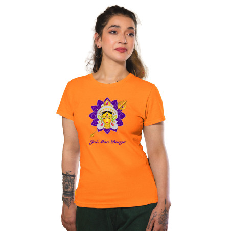 Durga Maa Celebration Dry-Fit T-Shirt Orange Design 10