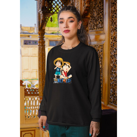 Anime Lovers Custom Print Cotton Fleece Sweatshirt - Full Sleeves One Piece D-2
