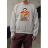 Anime Lovers Custom Print Cotton Fleece Sweatshirt - Full Sleeves Gray One Piece D-8