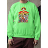 Anime Lovers Custom Print Cotton Fleece Sweatshirt Light Green- Full Sleeves One Piece D-6