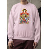 Anime Lovers Custom Print Cotton Fleece Sweatshirt Pink - Full Sleeves One Piece  D-5