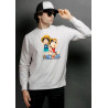 Anime Lovers Custom Print Cotton Fleece Sweatshirt White - Full Sleeves One Piece  D-3
