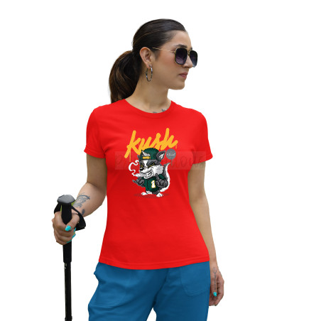 Graphic & Quote Custom Print Cotton T-shirt - Half Sleeves Khush D-23
