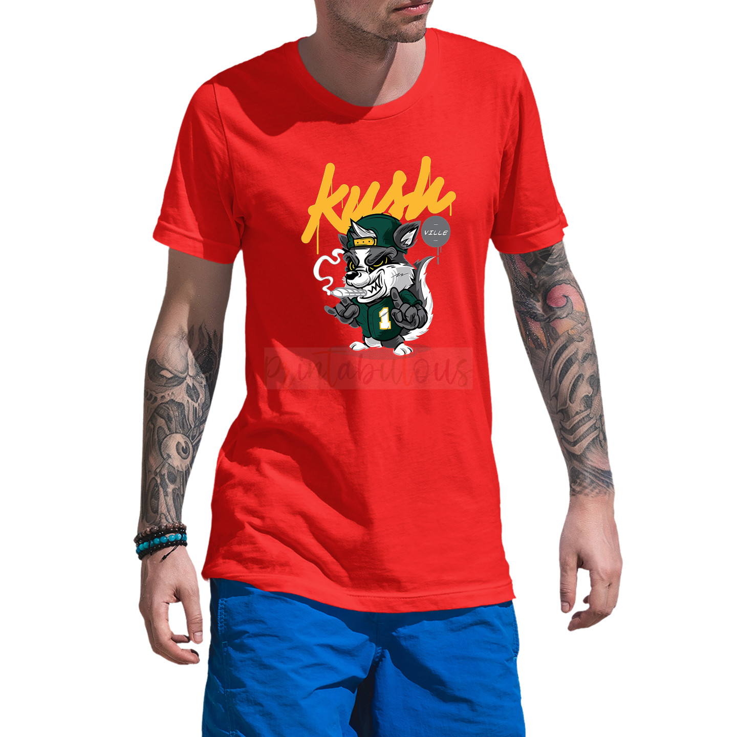 Graphic & Quote Custom Print Cotton T-shirt - Half Sleeves Khush D-23