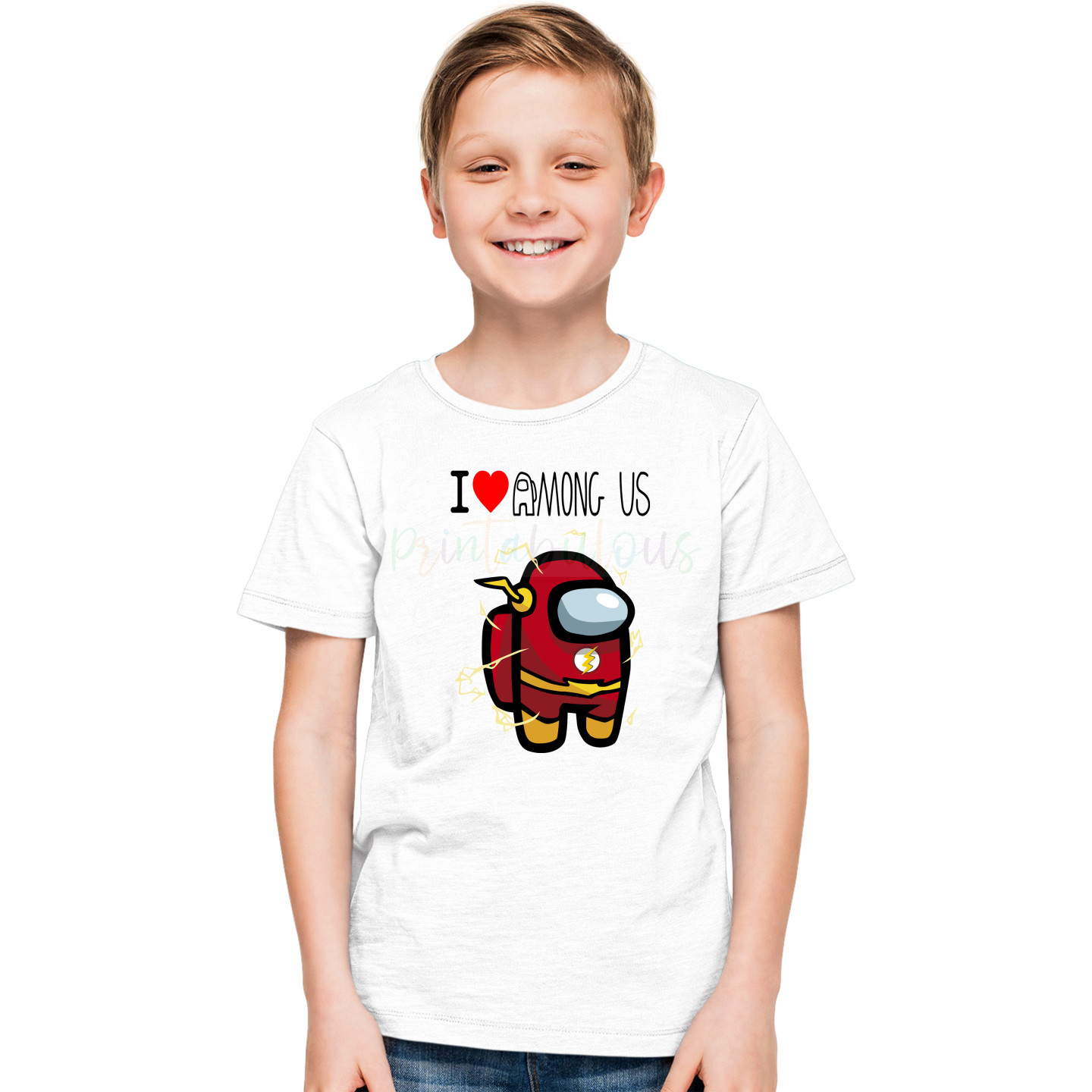Kids Gaming Power-Up Printed Among Us Unisex T-Shirts D5