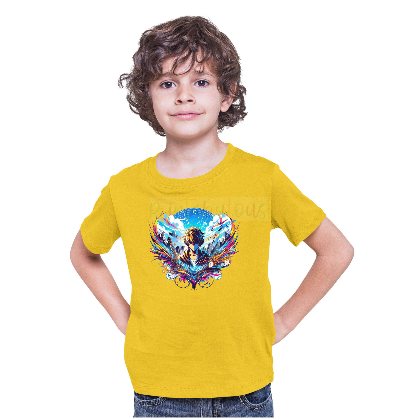 Printabulous® Kids Anime Unisex T-Shirt, Half Sleeve Pure Cotton Printed D-3