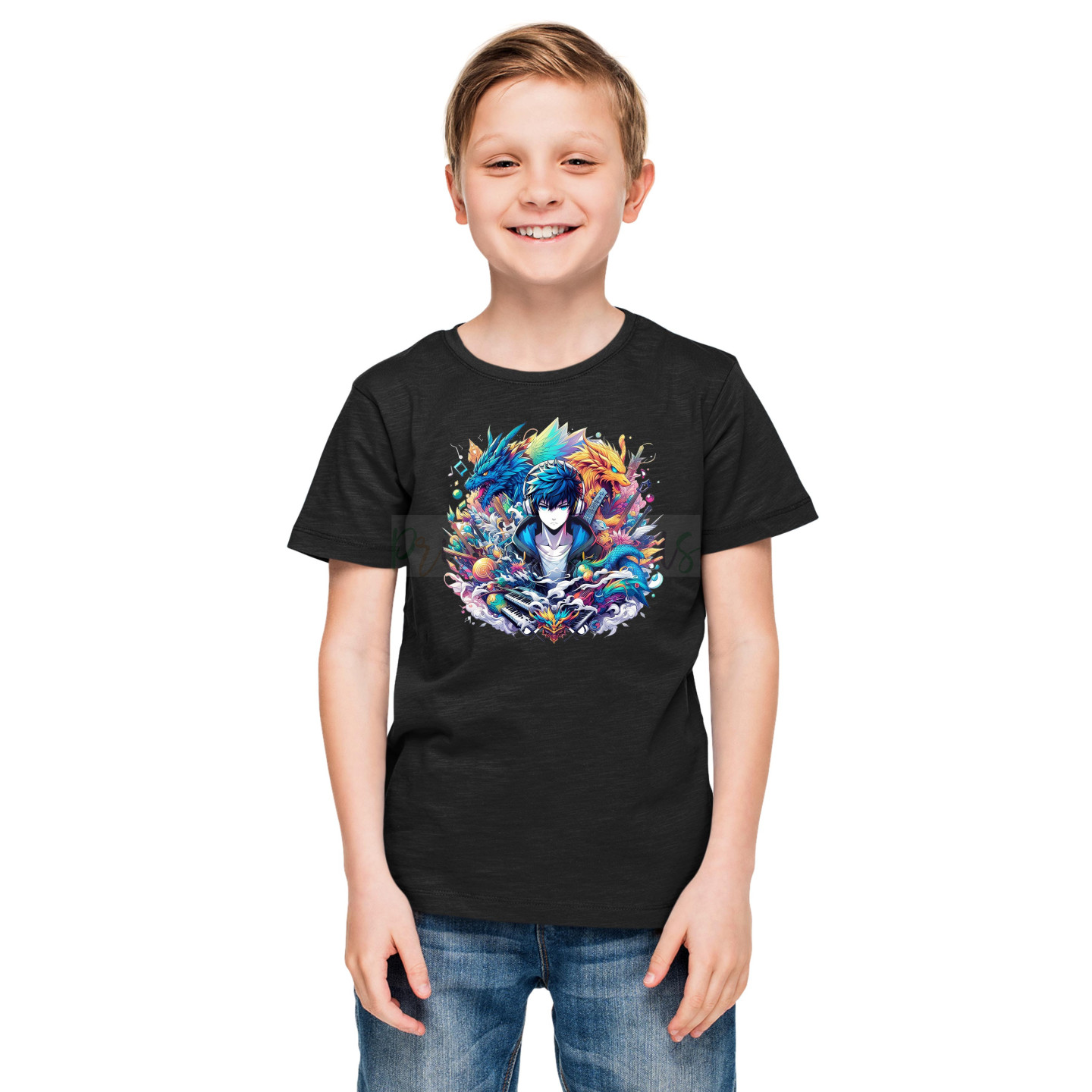 Printabulous® Kids Anime Unisex T-Shirt, Half Sleeve Pure Cotton Printed D-5