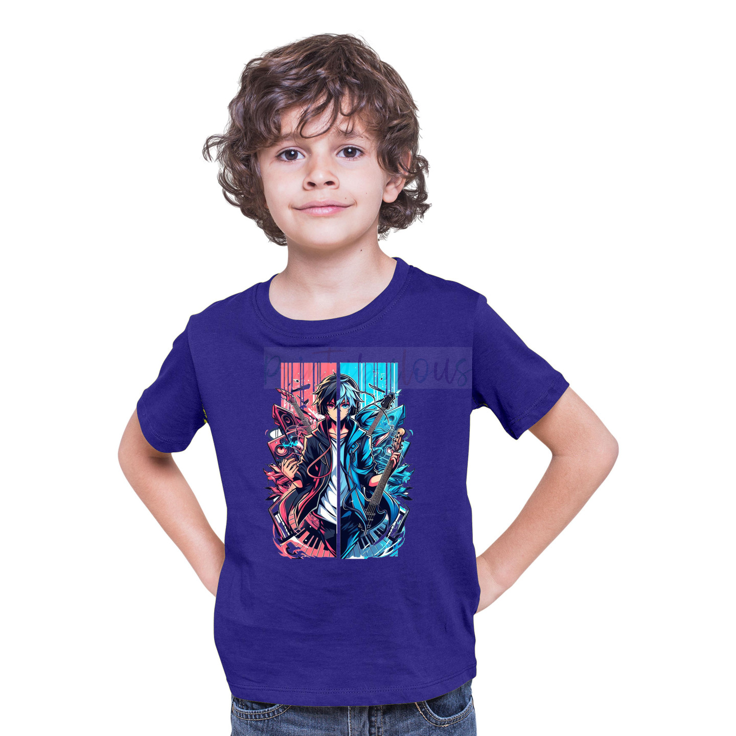 Printabulous® Kids Anime Unisex T-Shirt, Half Sleeve Pure Cotton Printed D-7