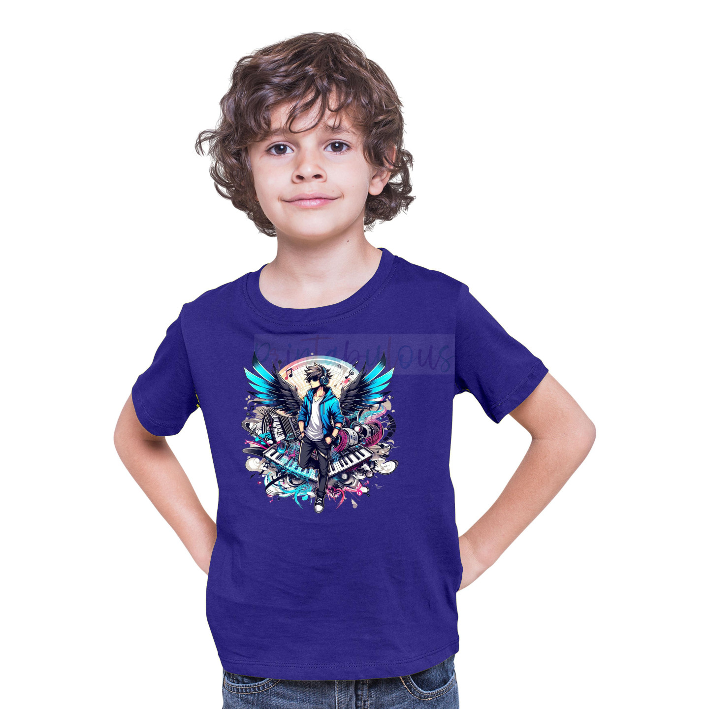 Printabulous® Kids Anime Unisex T-Shirt, Half Sleeve Pure Cotton Printed D-8