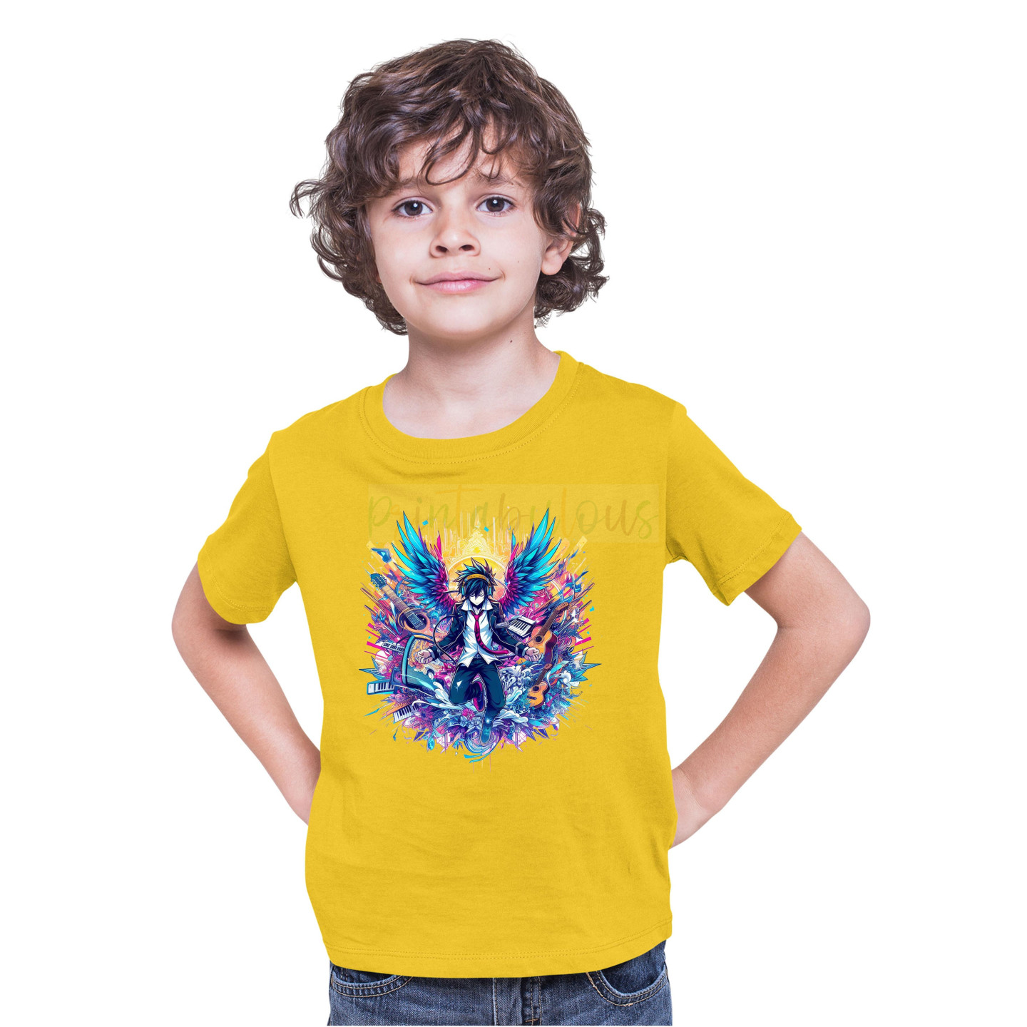Printabulous® Kids Anime Unisex T-Shirt, Half Sleeve Pure Cotton Printed D-10