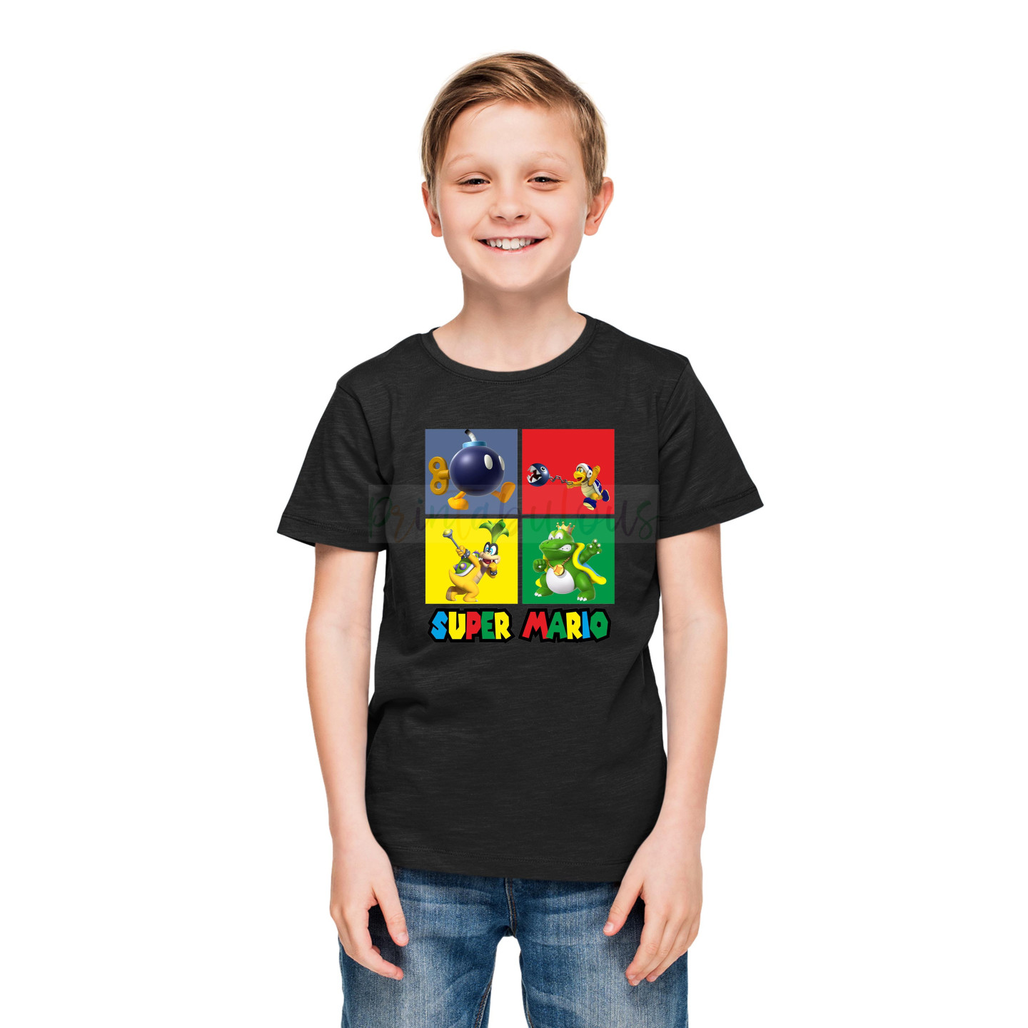 Printabulous® Kids Gaming Power-Up Super Mario Printed Unisex T-Shirts D5