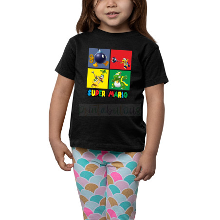 Printabulous® Kids Gaming Power-Up Super Mario Printed Unisex T-Shirts D5