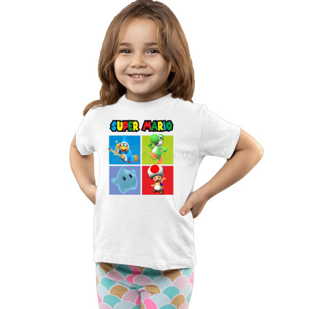 Printabulous® Kids Gaming Power-Up Super Mario Printed Unisex T-Shirts D7