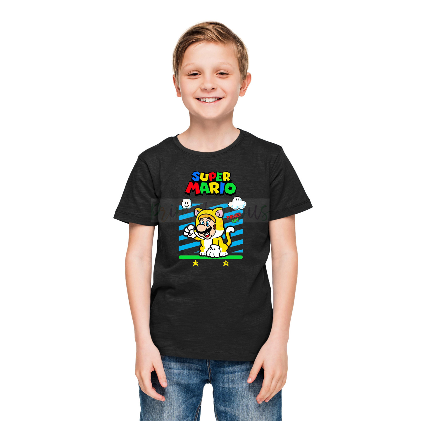 Printabulous® Kids Gaming Power-Up Super Mario Printed Unisex T-Shirts D10