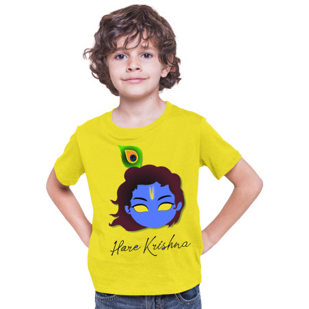 Polyester Hare Krishna Janamashtmi Tshirts for Kids D6