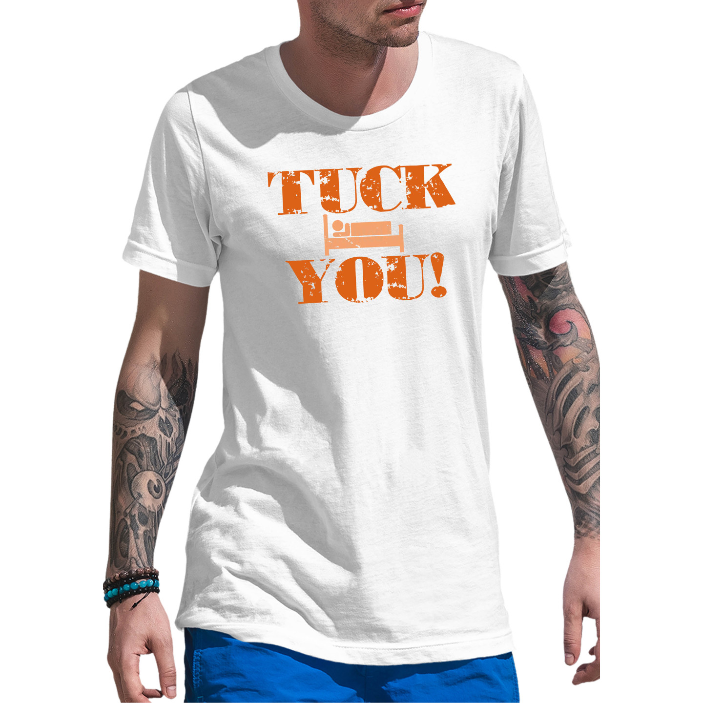 Tuck You Half Sleeves Round Neck T-Shirt for Adults Pure Cotton