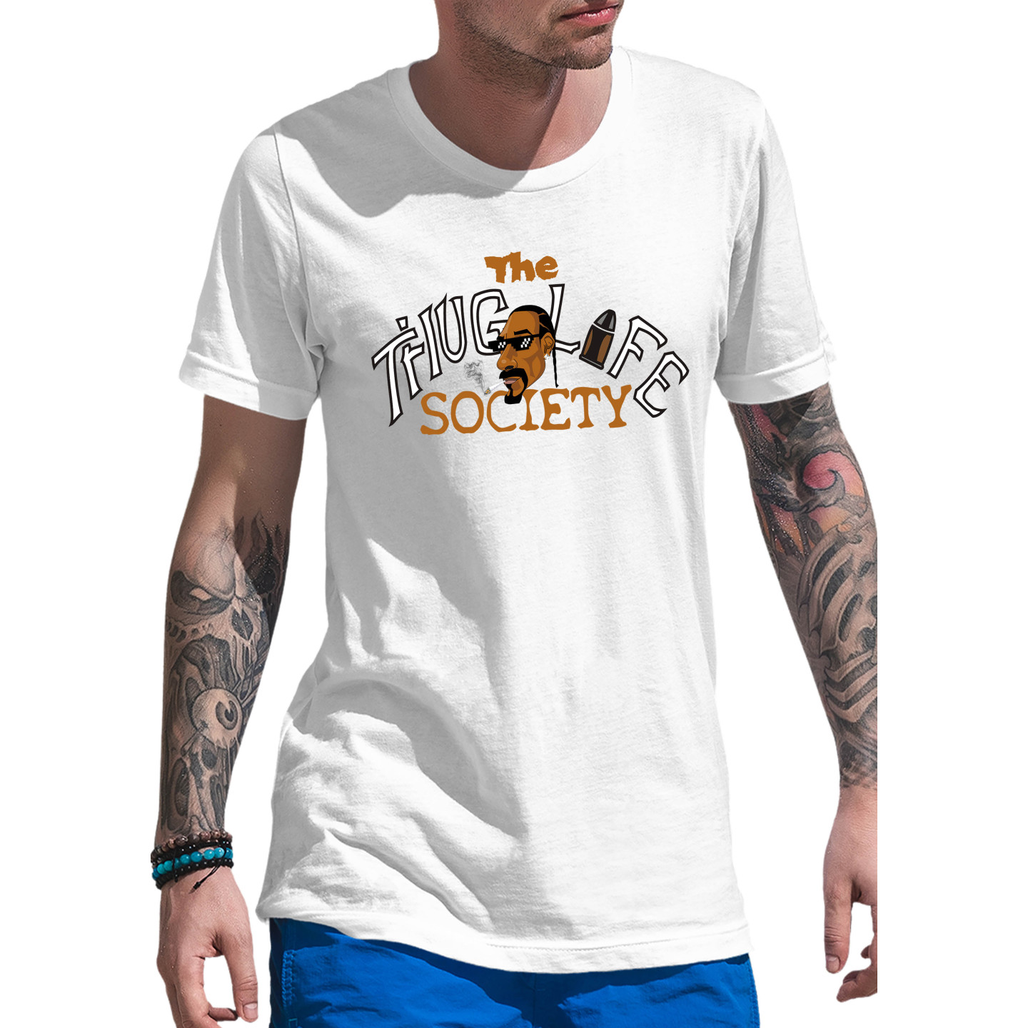 Thug Life Half Sleeves Round Neck T-Shirt for Adults Pure Cotton D2