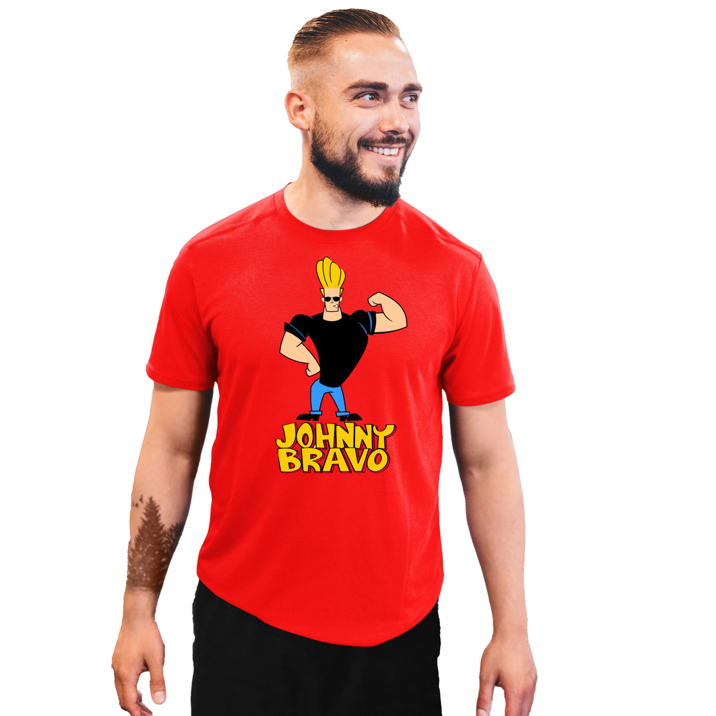 Johnny Bravo Half Sleeves Round Neck T-Shirt for Adults Pure Cotton
