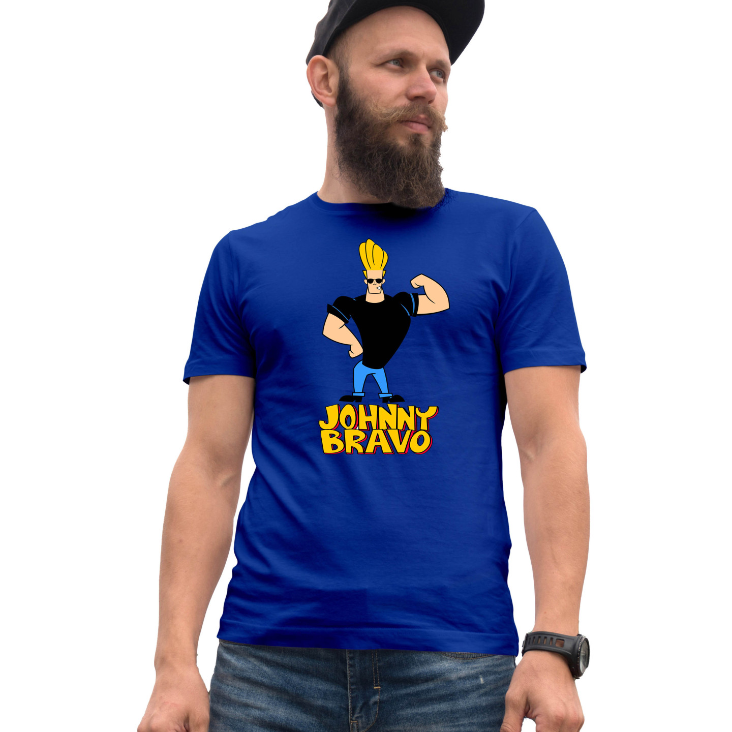 Johnny Bravo Half Sleeves Round Neck T-Shirt for Adults Pure Cotton