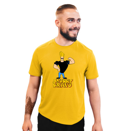 Johnny Bravo Half Sleeves Round Neck T-Shirt for Adults Pure Cotton