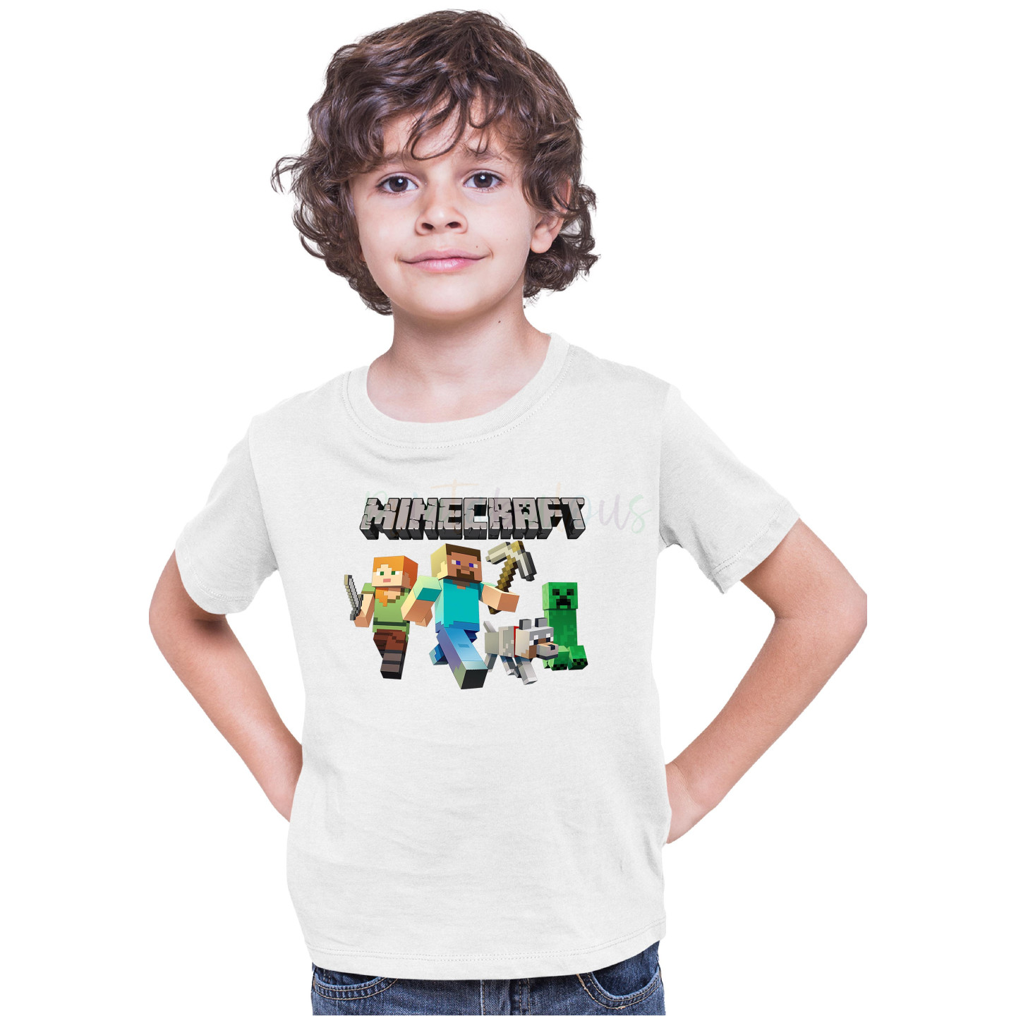 Minecraft Half Sleeves Round Neck T-Shirt for Kids D1
