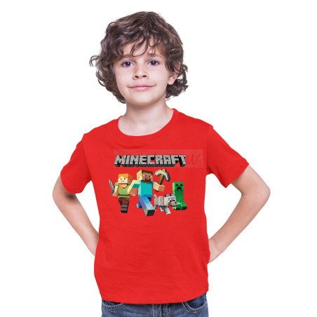 Minecraft Half Sleeves Round Neck T-Shirt for Kids D1