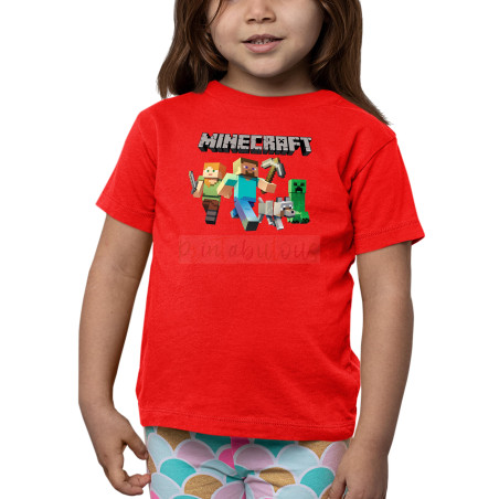 Minecraft Half Sleeves Round Neck T-Shirt for Kids D1