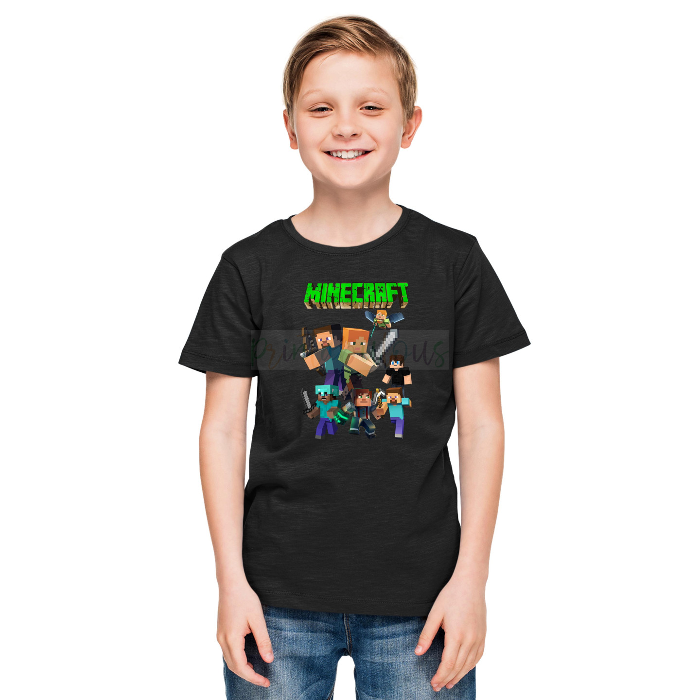 Minecraft Half Sleeves Round Neck T-Shirt for Kids D2