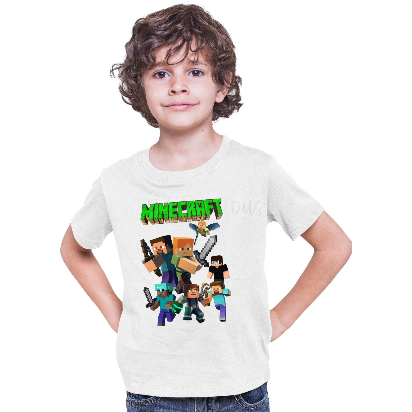 Minecraft Half Sleeves Round Neck T-Shirt for Kids D2