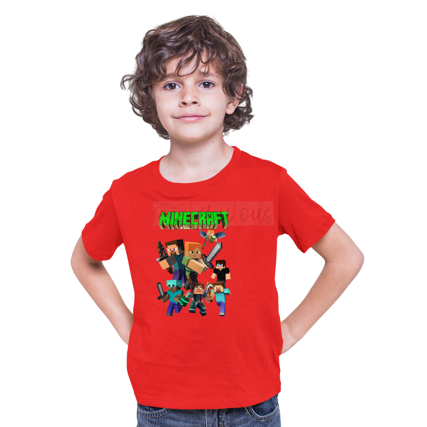 Minecraft Half Sleeves Round Neck T-Shirt for Kids D2