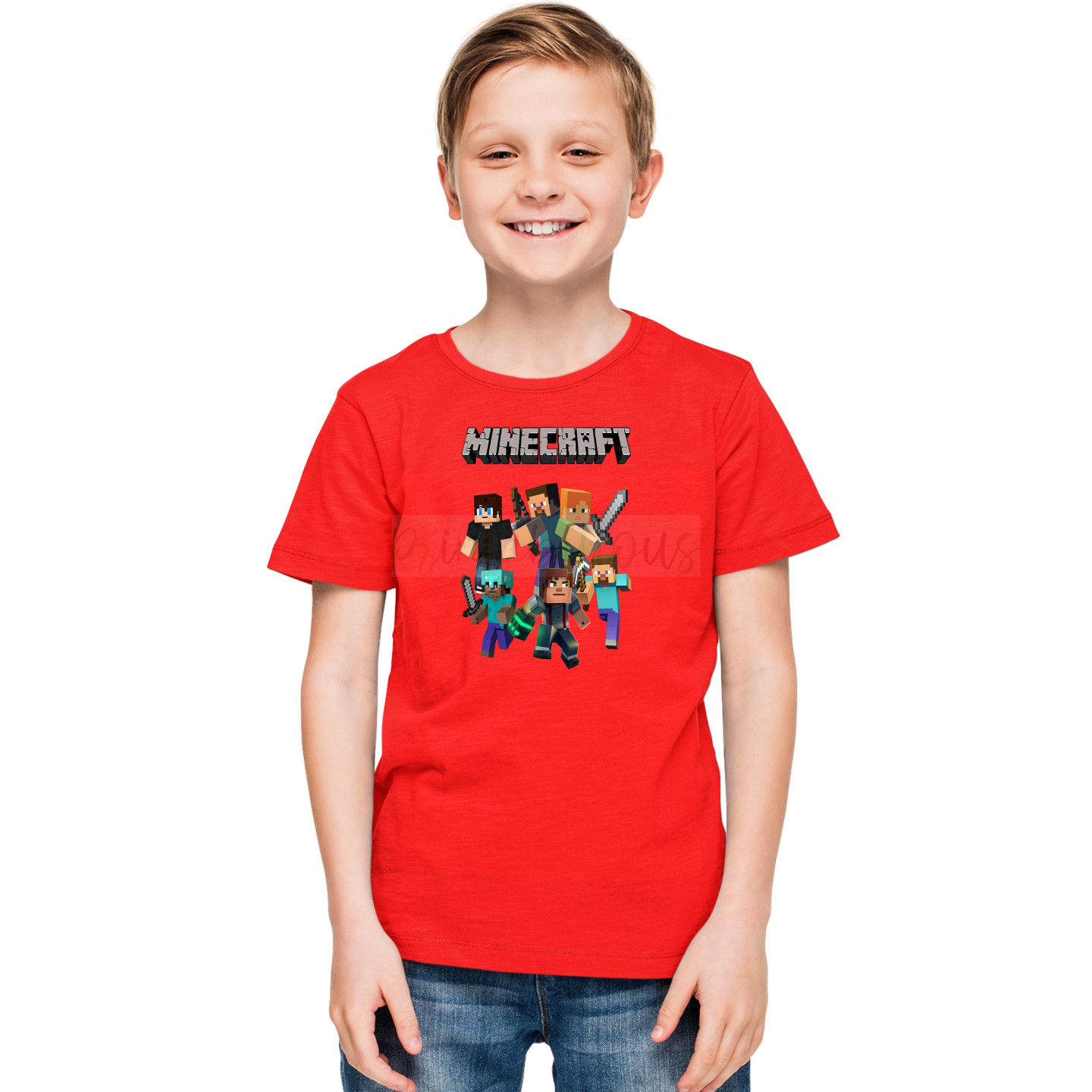 Minecraft Half Sleeves Round Neck T-Shirt for Kids D3