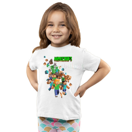 Minecraft Half Sleeves Round Neck T-Shirt for Kids D5