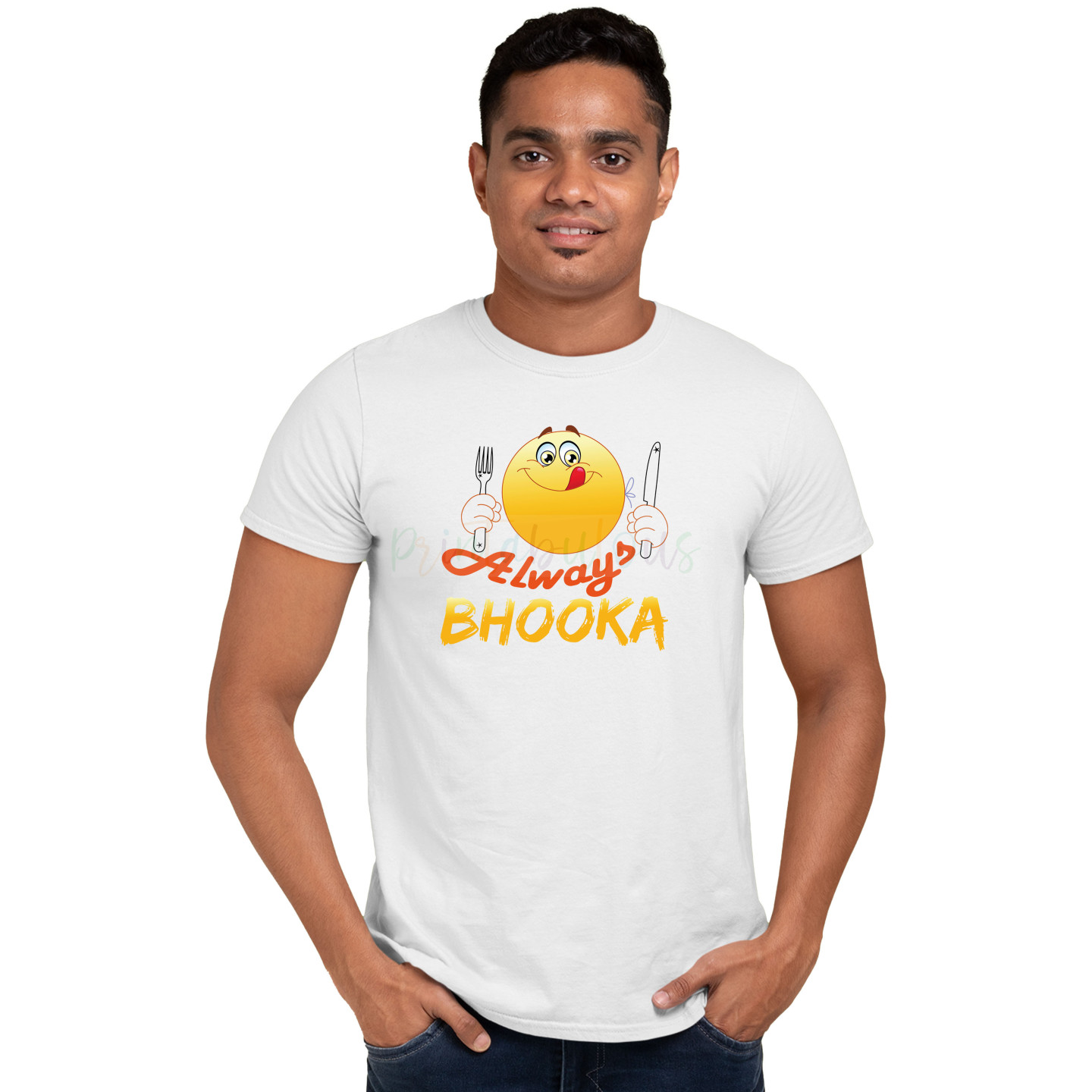 Bio-Washed Quirky Hindi Streetwear Half Sleeves Pure Cotton T-Shirt for Adults D2