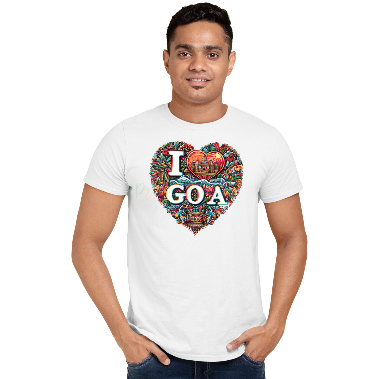 Printabulous Bio-Washed I Love Goa Pure Cotton T-Shirt – Vibrant & Waterproof Print  for Adults D6