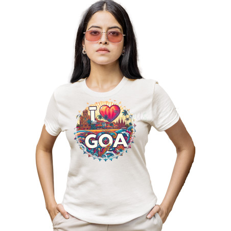 Printabulous Bio-Washed I Love Goa Pure Cotton T-Shirt – Vibrant & Waterproof Print  for Adults D7
