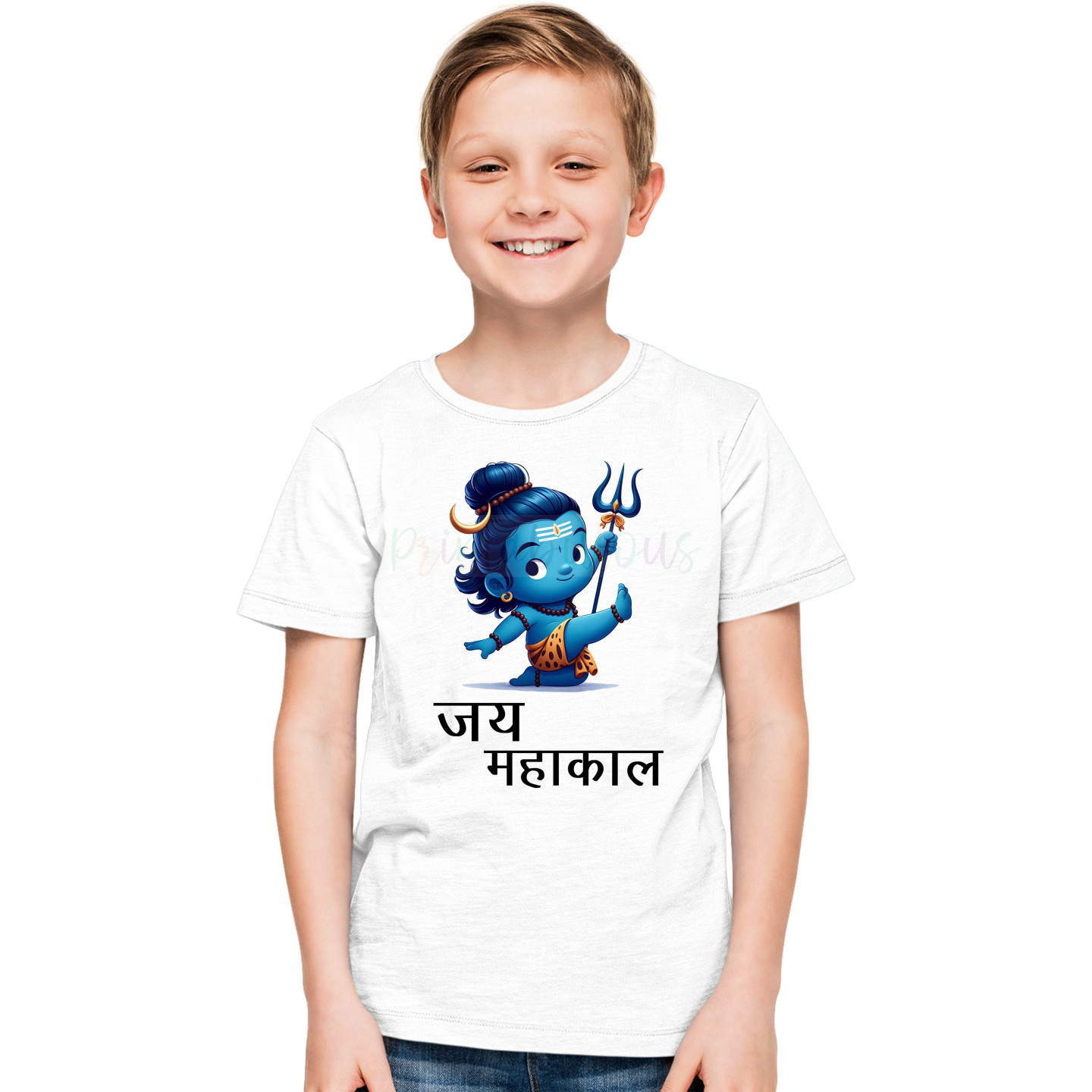 Printabulous®  Shiv Ji  Print Unisex Pure Cotton Half Sleeves T-Shirt Kids D-5