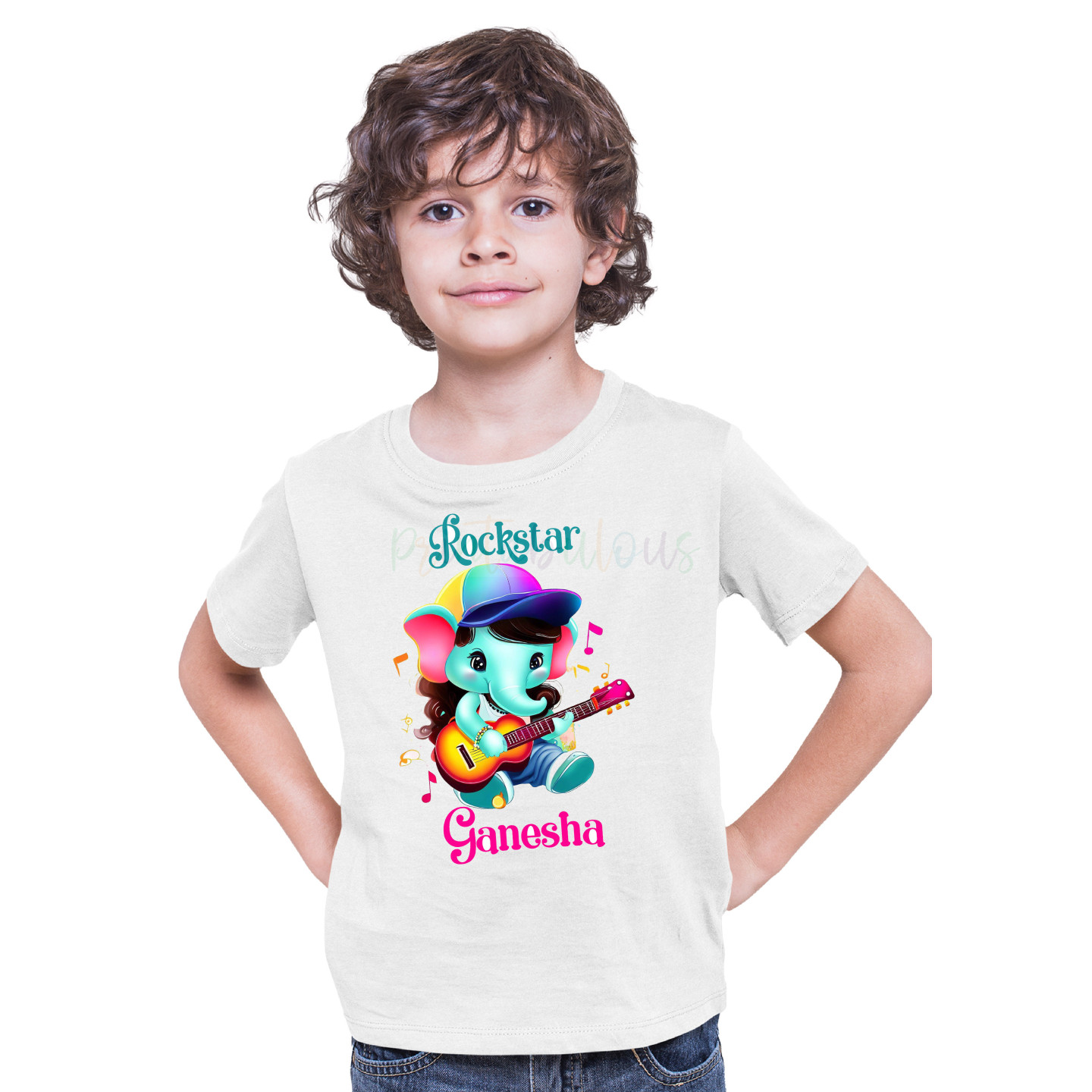 Printabulous® Cotton Blend Ganesh Ji Tshirts for Kids D10