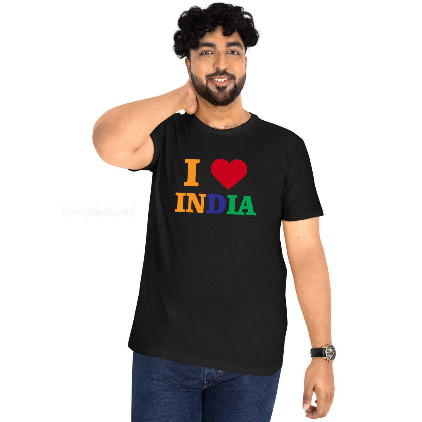 I Love My India T-Shirt Pure Cotton Half Sleeve Round Neck T-Shirts For Adult D1