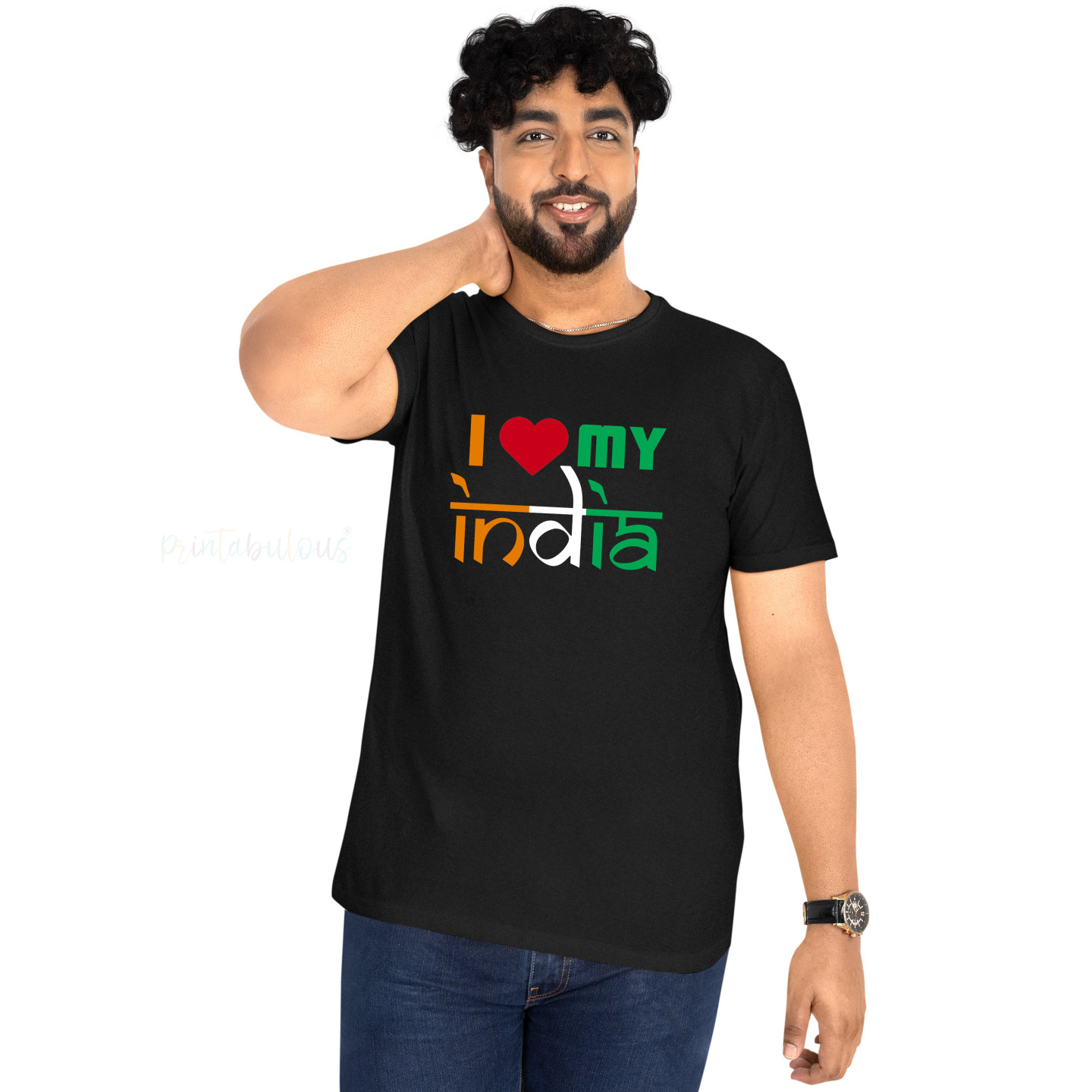 I Love My India T-Shirt Pure Cotton Half Sleeve Round Neck T-Shirts For Adult D2