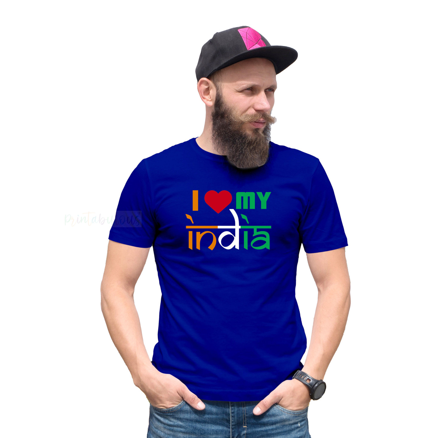 I Love My India T-Shirt Pure Cotton Half Sleeve Round Neck T-Shirts For Adult D2