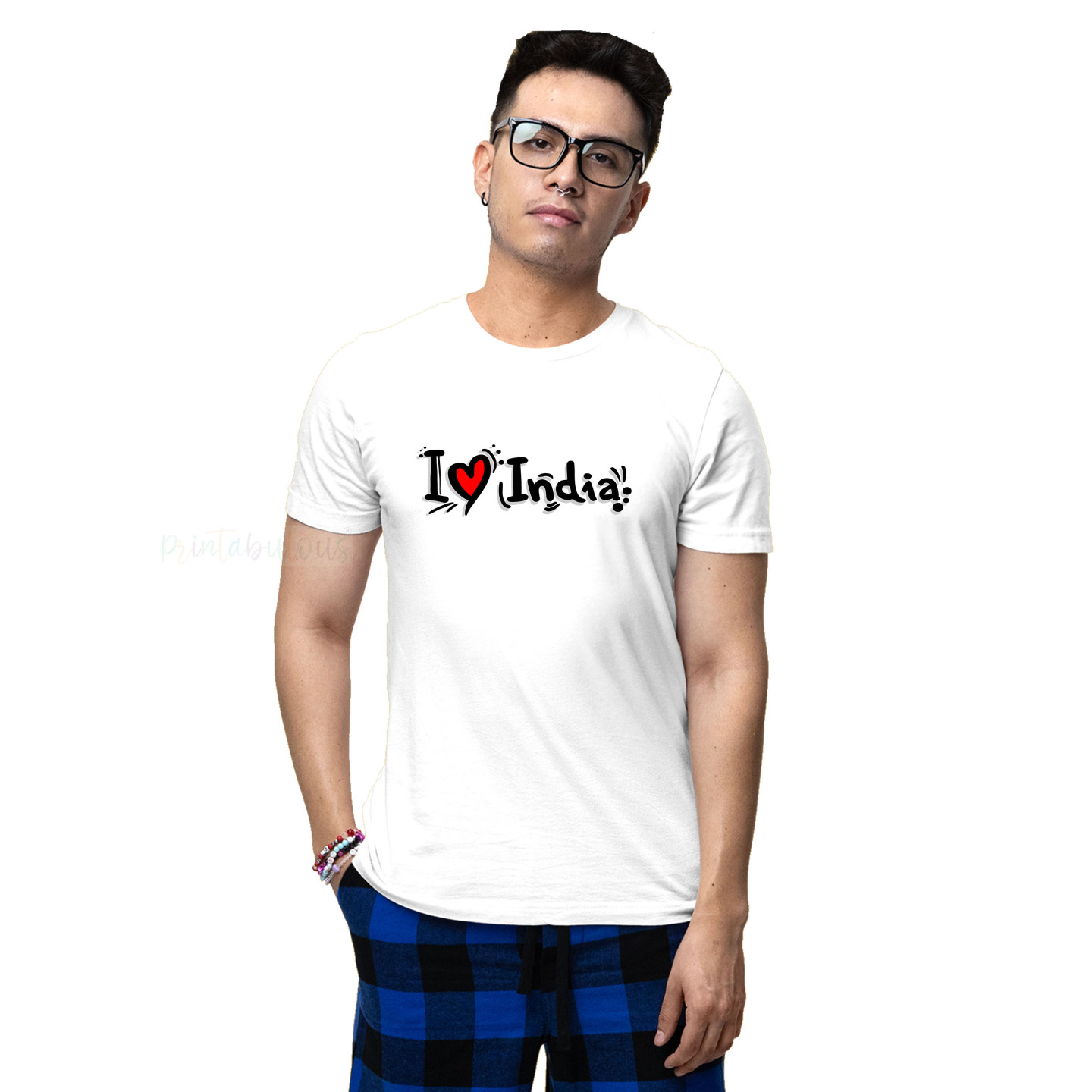 I Love My India T-Shirt Pure Cotton Half Sleeve Round Neck T-Shirts For Adult D4